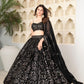 Black Sequin Floral Lehenga Set