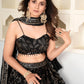 Black Sequin Floral Lehenga Set