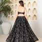 Black Sequin Floral Lehenga Set