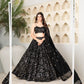 Black Sequin Floral Lehenga Set