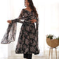 Fox Georgette Floral Anarkali Set with Fancy Lace Dupatta