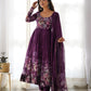 Floral Organza Silk Anarkali Set with Gota Patti Dupatta
