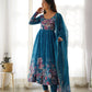 Floral Organza Silk Anarkali Set with Gota Patti Dupatta