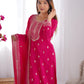 Pure Chinon Silk Embroidered Suit Set with Lace Dupatta
