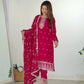 Blooming Rangoli Silk Embroidered Suit Set with Vichitra Silk Dupatta