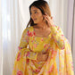 Fox Georgette Floral Anarkali Set with Three-Layer Flair and Lace Dupatta