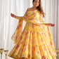 Fox Georgette Floral Anarkali Set with Three-Layer Flair and Lace Dupatta