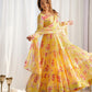 Fox Georgette Floral Anarkali Set with Three-Layer Flair and Lace Dupatta