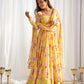 Fox Georgette Floral Anarkali Set with Three-Layer Flair and Lace Dupatta