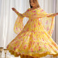 Fox Georgette Floral Anarkali Set with Three-Layer Flair and Lace Dupatta
