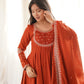 Rust Tassel Anarkali Gown