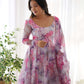 Soft Organza Silk Floral Anarkali Set with Gota Patti Dupatta