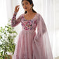 Floral Organza Silk Anarkali Set with Gota Patti Dupatta
