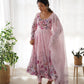 Floral Organza Silk Anarkali Set with Gota Patti Dupatta