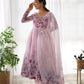 Floral Organza Silk Anarkali Set with Gota Patti Dupatta