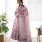 Floral Organza Silk Anarkali Set with Gota Patti Dupatta