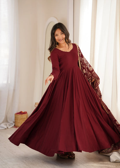Pearl Trim Flare Anarkali