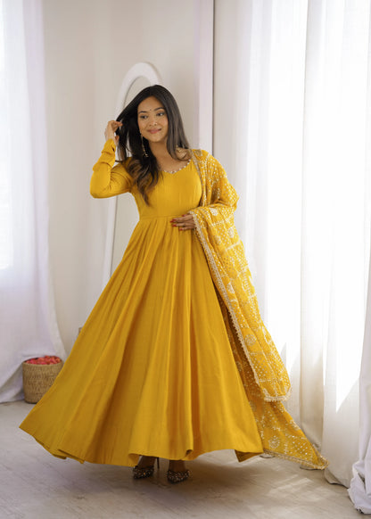 Pearl Trim Flare Anarkali