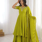 Parrot Green Embroidered Anarkali