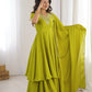 Parrot Green Embroidered Anarkali