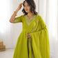 Parrot Green Embroidered Anarkali