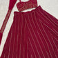 Rani Red Viscose Georgette Lehenga Set with Sequins Dori Work Blouse & Choker Dupatta