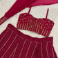 Rani Red Viscose Georgette Lehenga Set with Sequins Dori Work Blouse & Choker Dupatta