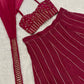Rani Red Viscose Georgette Lehenga Set with Sequins Dori Work Blouse & Choker Dupatta