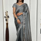 Slate Sequin Rangoli Silk Saree