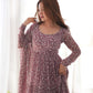 Fox Georgette Printed Anarkali Set with Lace Work Dupatta