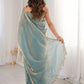 Ice Blue Mirrorwork Satin Saree