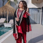 Ice Velvet Zari Embroidered Kurta Palazzo Set With Dupatta