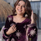 Ice Velvet Zari Embroidered Kurta Palazzo Set With Dupatta