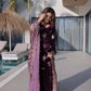 Ice Velvet Zari Embroidered Kurta Palazzo Set With Dupatta