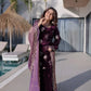 Ice Velvet Zari Embroidered Kurta Palazzo Set With Dupatta