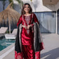 Ice Velvet Zari Embroidered Kurta Palazzo Set With Dupatta