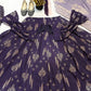 Indigo Digital Print Anarkali with Puff Sleeves