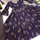 Indigo Digital Print Anarkali with Puff Sleeves