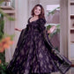 Indigo Digital Print Anarkali with Puff Sleeves