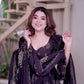 Indigo Digital Print Anarkali with Puff Sleeves