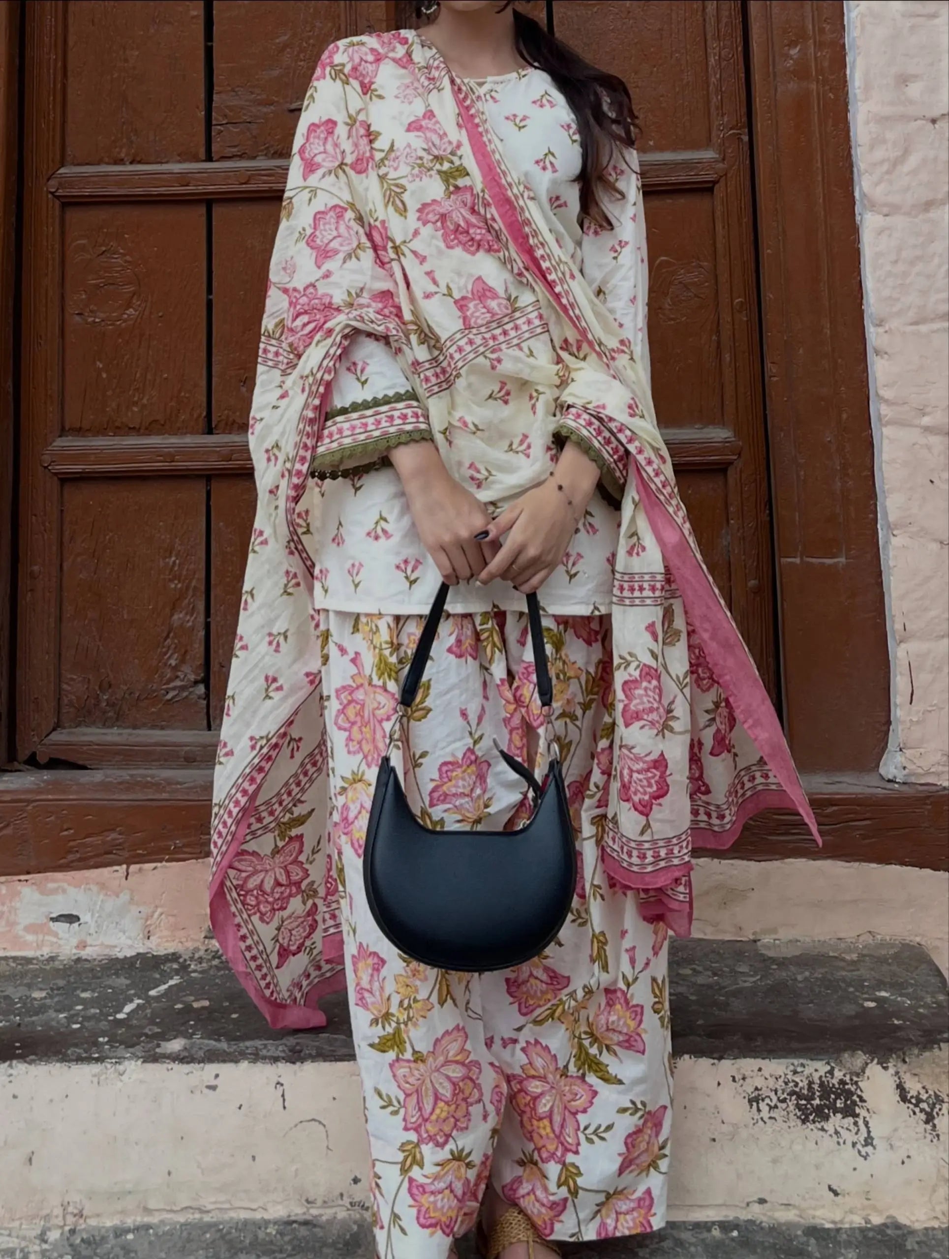 Indigo Floral Farshi Suit