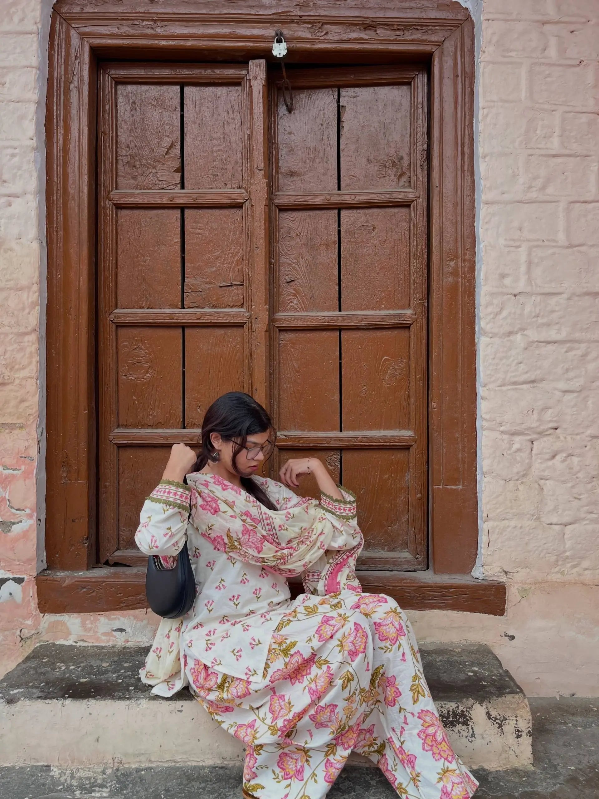 Indigo Floral Farshi Suit