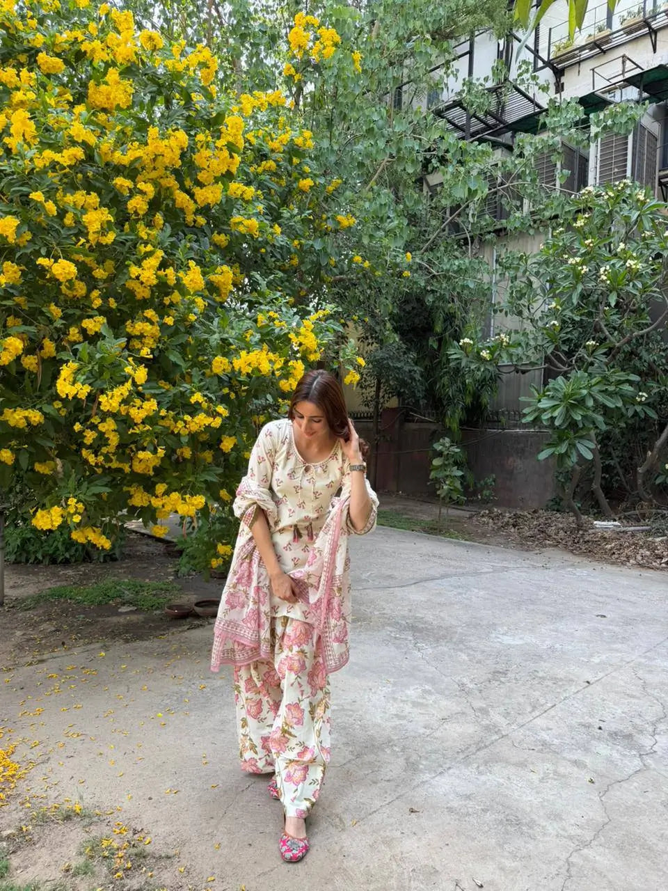Indigo Floral Farshi Suit