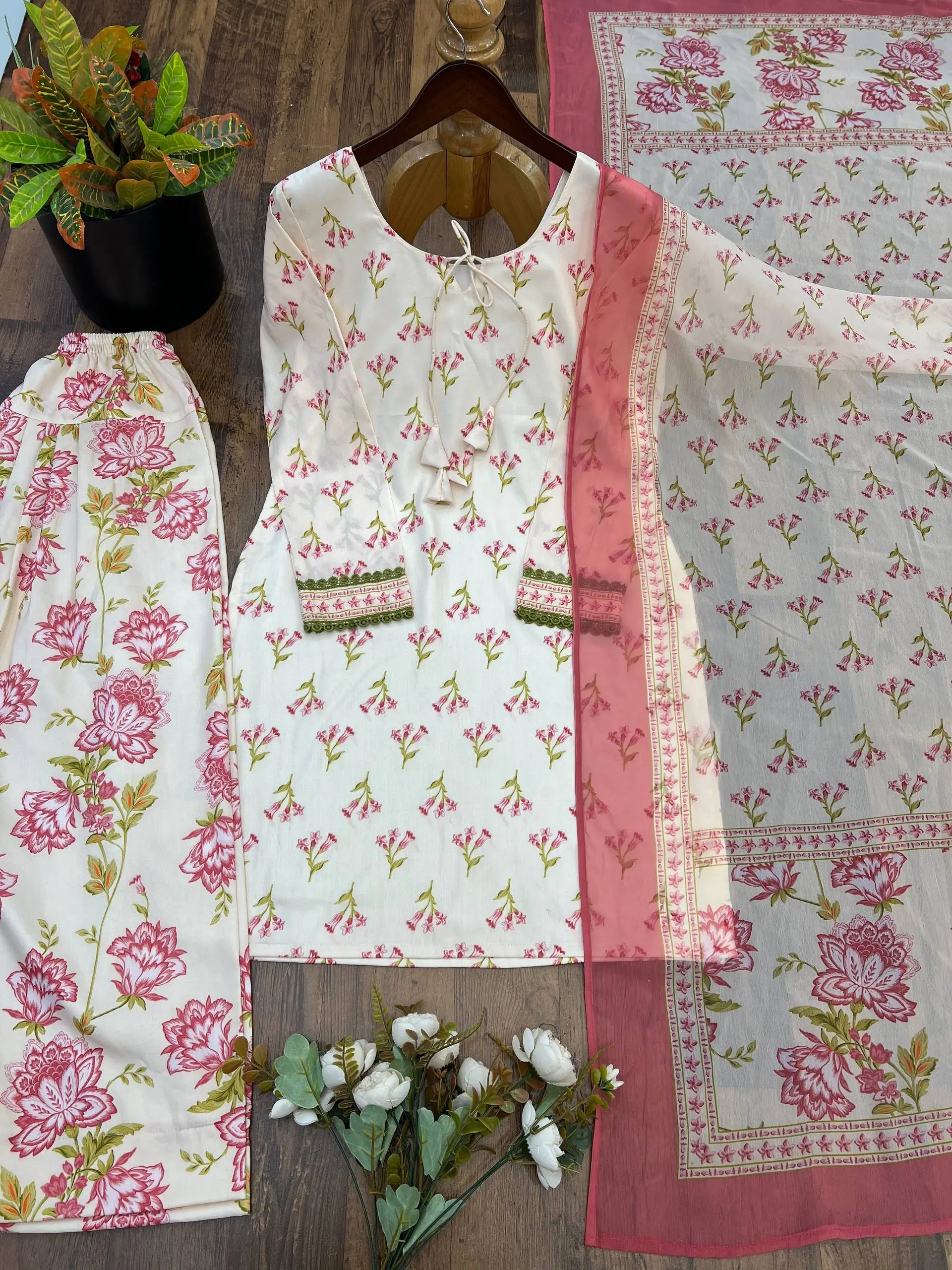 Indigo Floral Farshi Suit