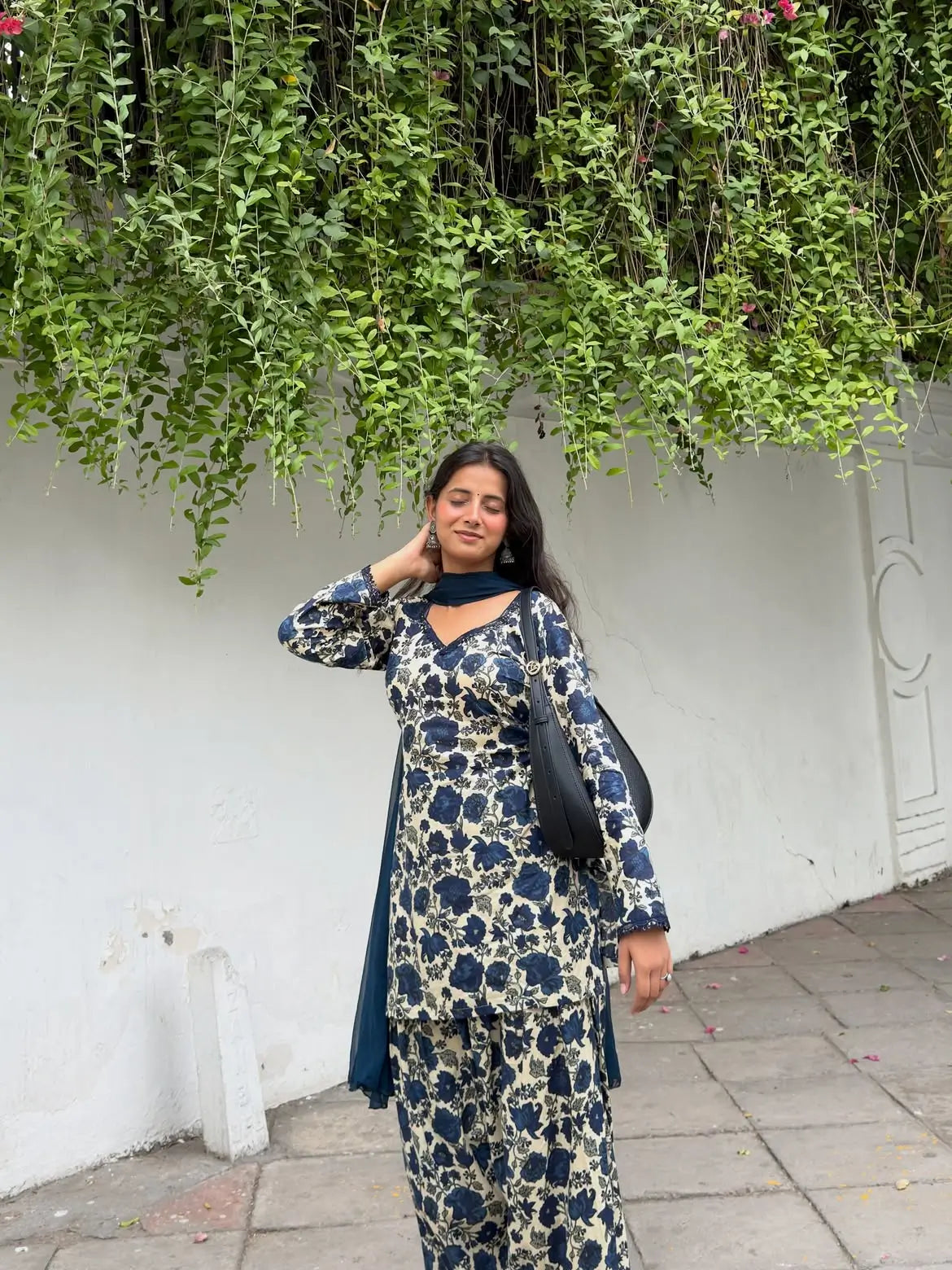 Indigo Floral Farshi Suit