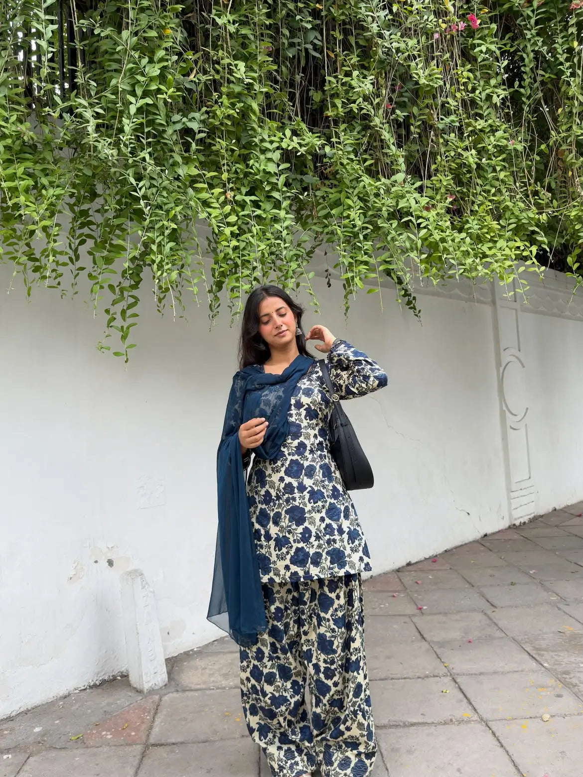 Indigo Floral Farshi Suit