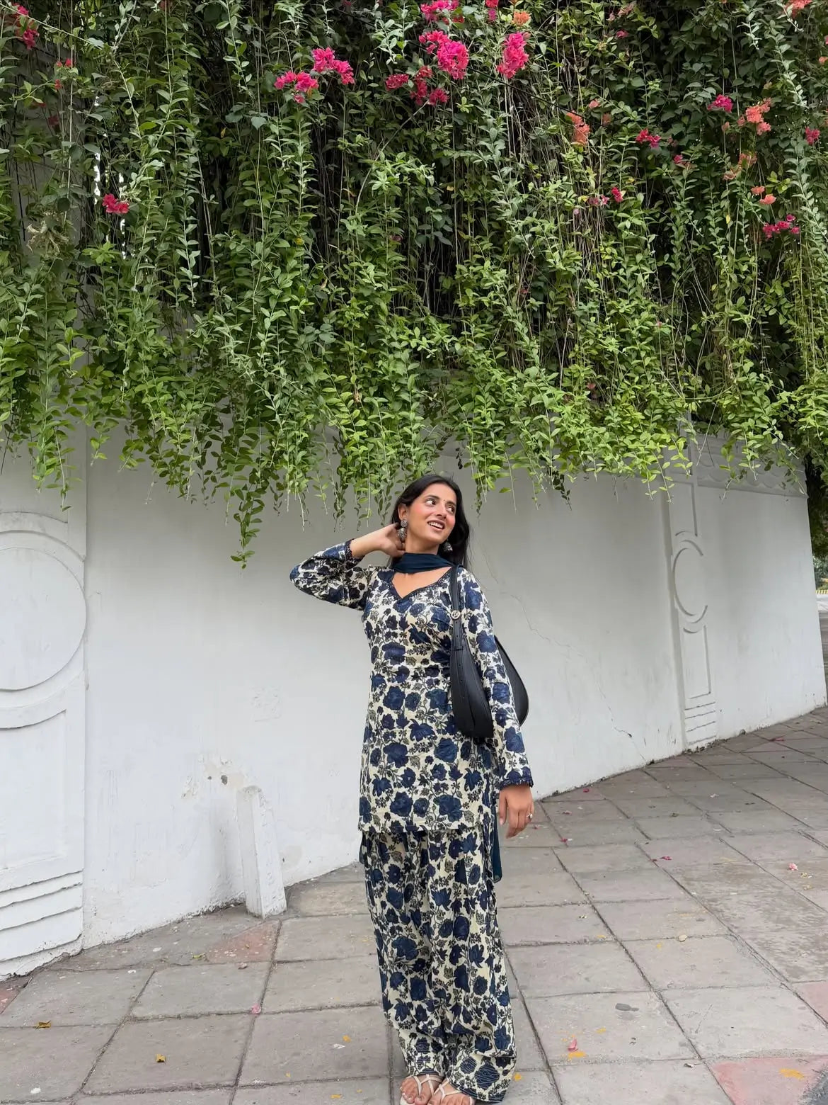 Indigo Floral Farshi Suit