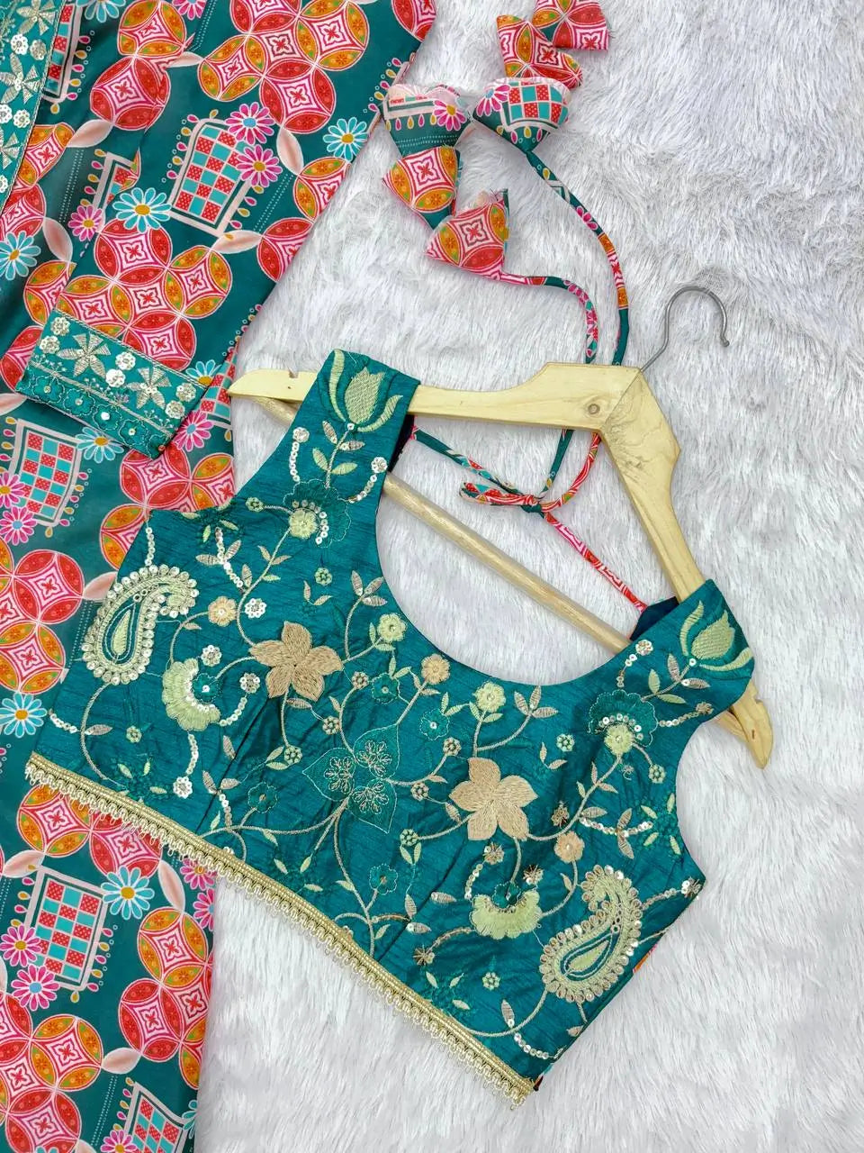 Indo Western Muslin Digital Print Embroidered Koti Sharara Set