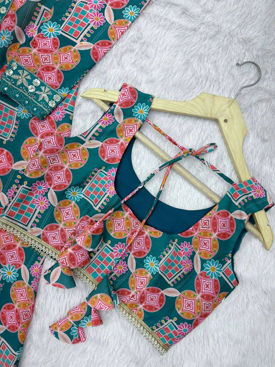 Indo Western Muslin Digital Print Embroidered Koti Sharara Set