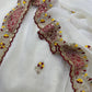 Ivory Applique Scallop Saree